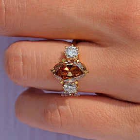 Three Stone Old Mine Oval Cut Solitaire Engagement Ring