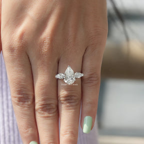 View of Pear Cut Diamond Engagement Ring In finger