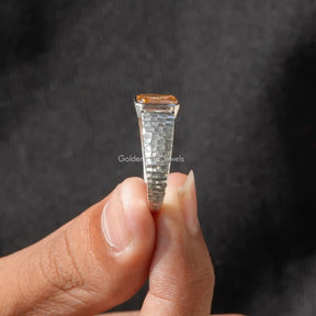 [Champagne Criss Cut And Baguette Moissanite Ring ]-[Golden Bird Jewels]