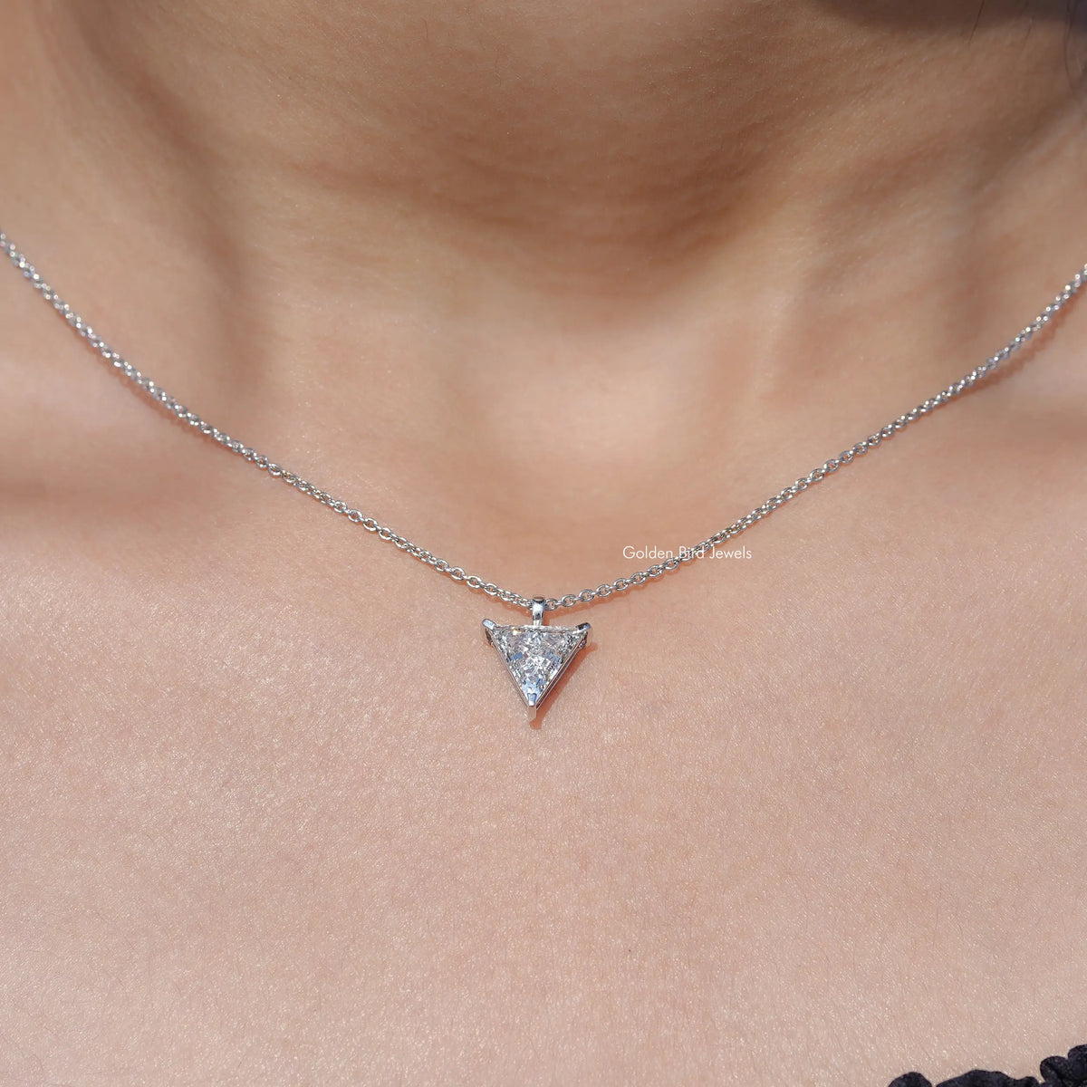 Triangle Cut Lab Diamond Solitaire Necklace