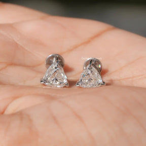 [Trillion Cut Moissanite Studs]-[Golen Bird Jewels]