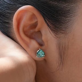 Dark green Colored Moissanite studs earings in unique design 