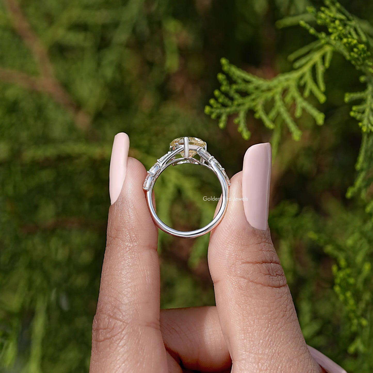 Heart & Marquise Moissanite Diamond Floral Wedding Ring