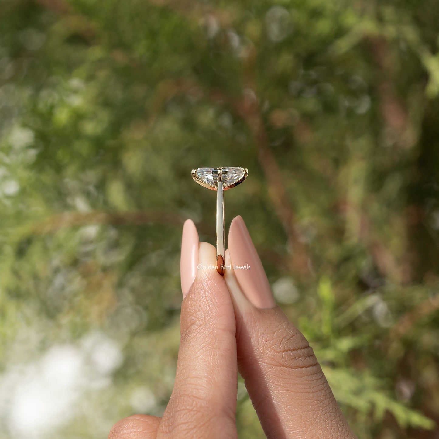 Step Cut Moissanite Dutch Marquise Ring