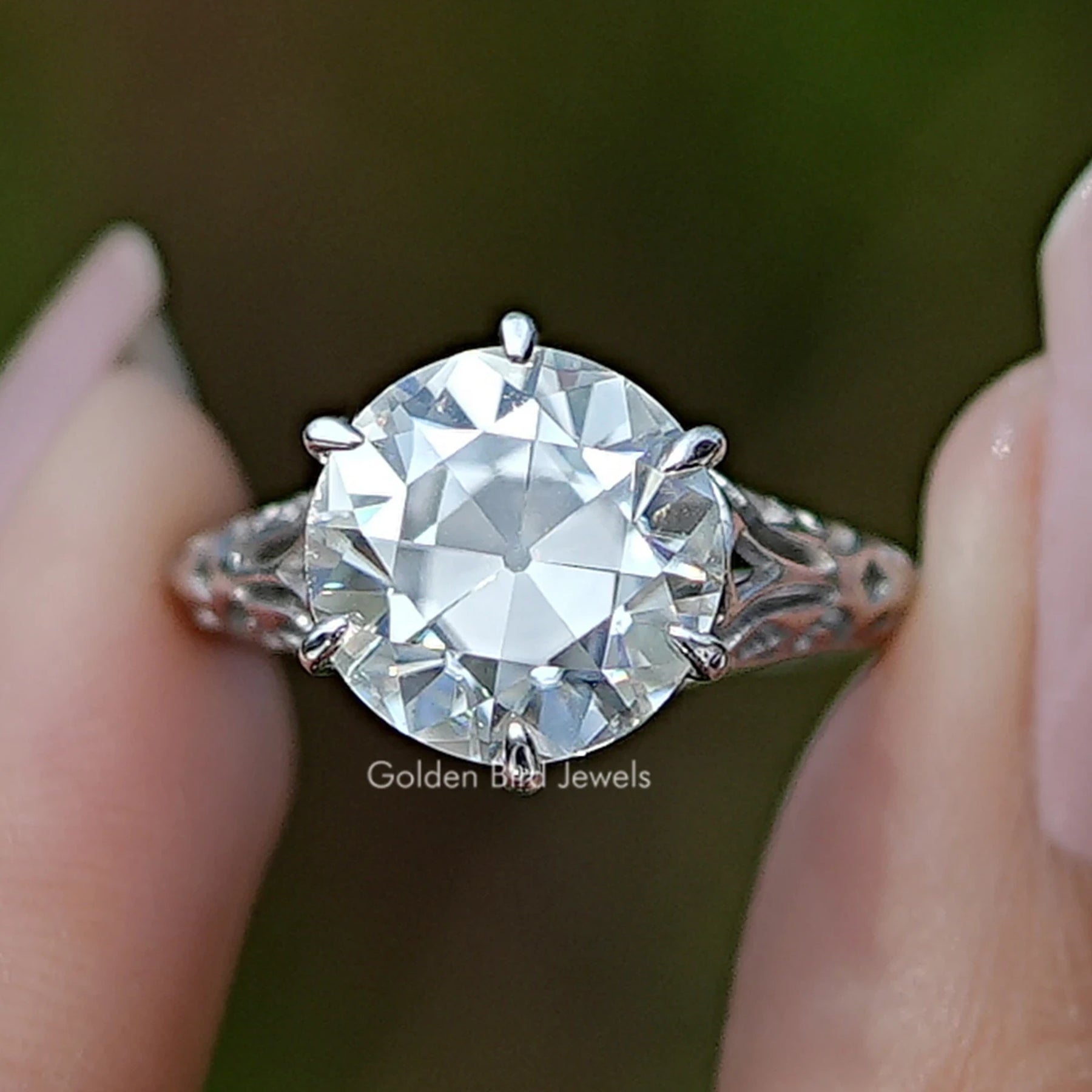 Old European Cut Round Moissanite Vintage Ring
