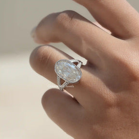 View Of Old Mine Oval Cut Vintage Engagement Ring In Finger