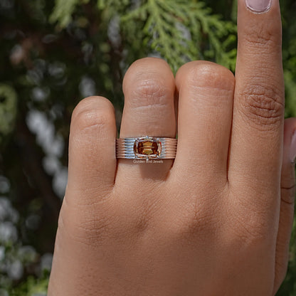 Old Mine Cushion Moissanite East West Set Wedding Band