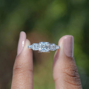 Asscher And Tapered Baguette Cut Five Stone Ring
