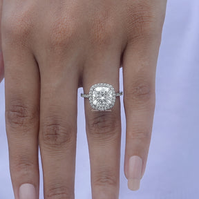 Cushion Cut Lab Diamond Halo Engagement Ring