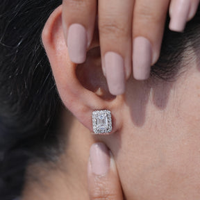 Close view of Diamond Emerald Cut Studs