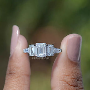 Lab Diamond Emerald Cut Five Stone Ring