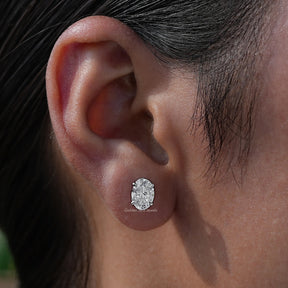 Oval diamond earrings studs discount