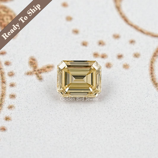 Yellow Emerald Cut Moissanite Gemstone