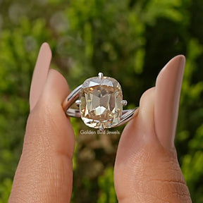 Bypass Shank Old Mine Yellow Cushion Moissanite Solitaire Ring