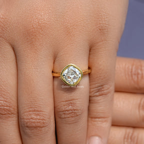 Old Mine Cushion Cut Bezel Set Solitaire Ring