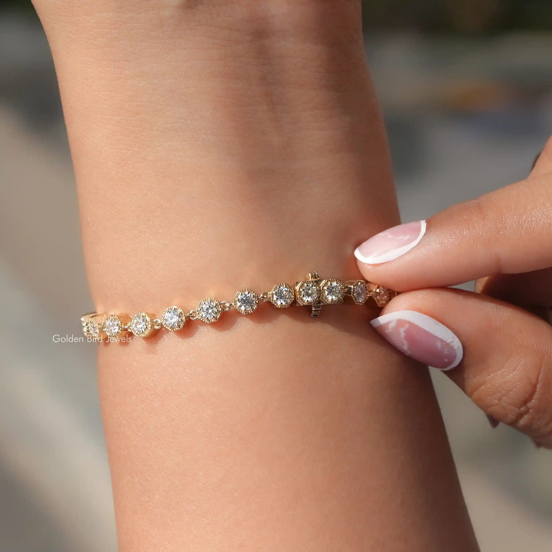 Moissanite Gold Tennis Bracelet 3mm Round Cut Design