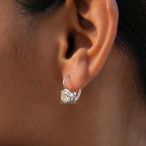 [Yellow Cushion Cut Moissanite Earrings]-[Golden Bird Jewels]