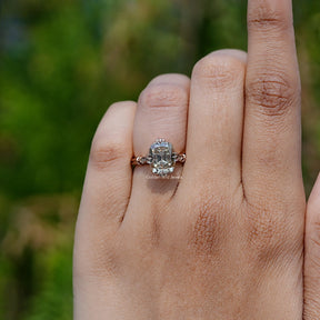 Old Mine Cushion Moissanite Accent Ring