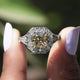Yellow Old Mine Cushion Moissanite Halo Accent Ring