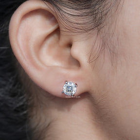 Round Cut Moissanite Stud Earrings