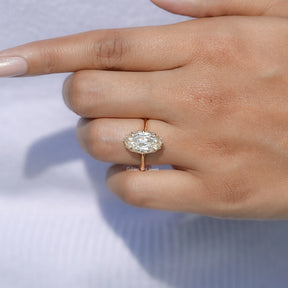 Off-White Old Mine Cut Moval Moissanite Ring