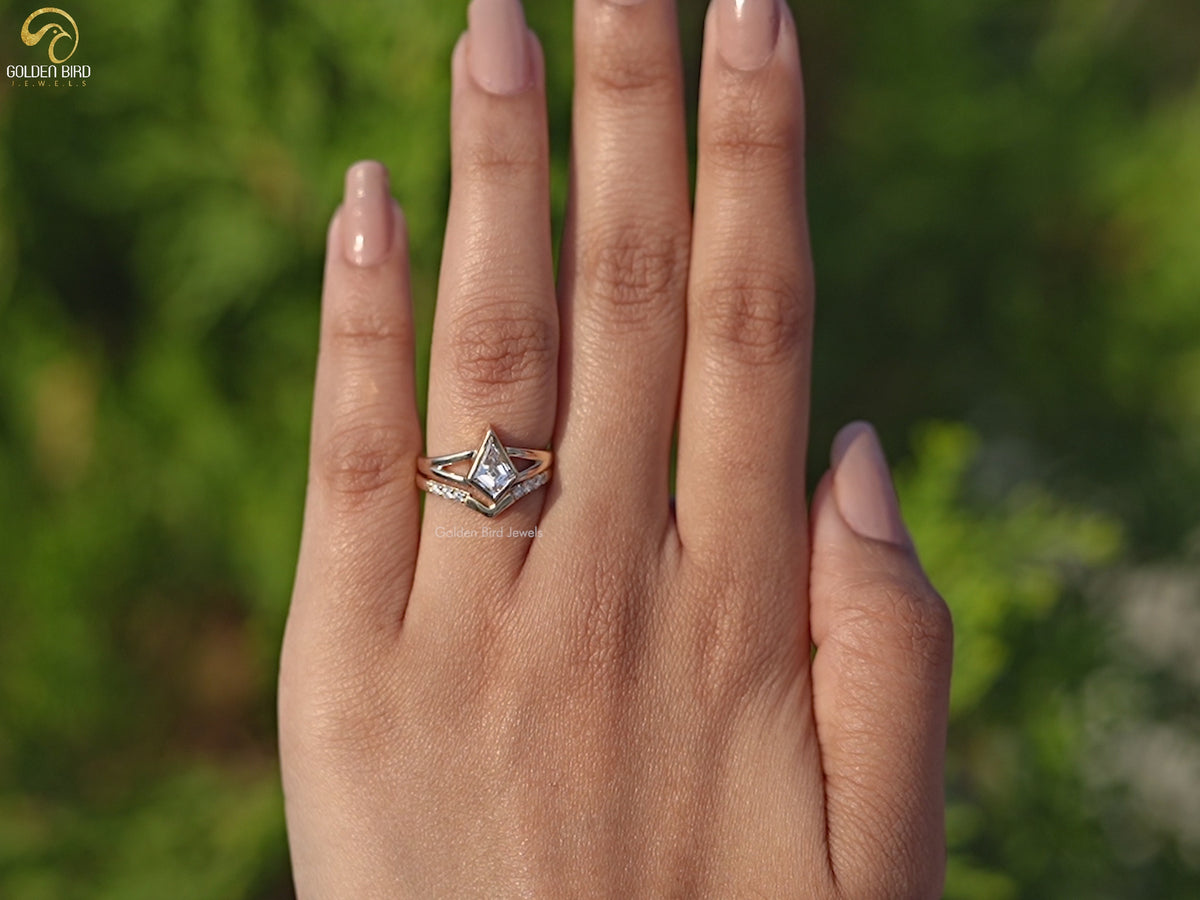 Kite Cut Lab Diamond Bridal Ring Set
