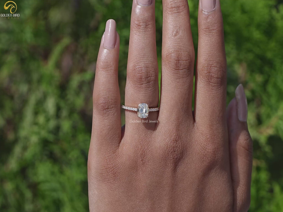 Old Mine Elongated Cushion Cut Moissanite Ring