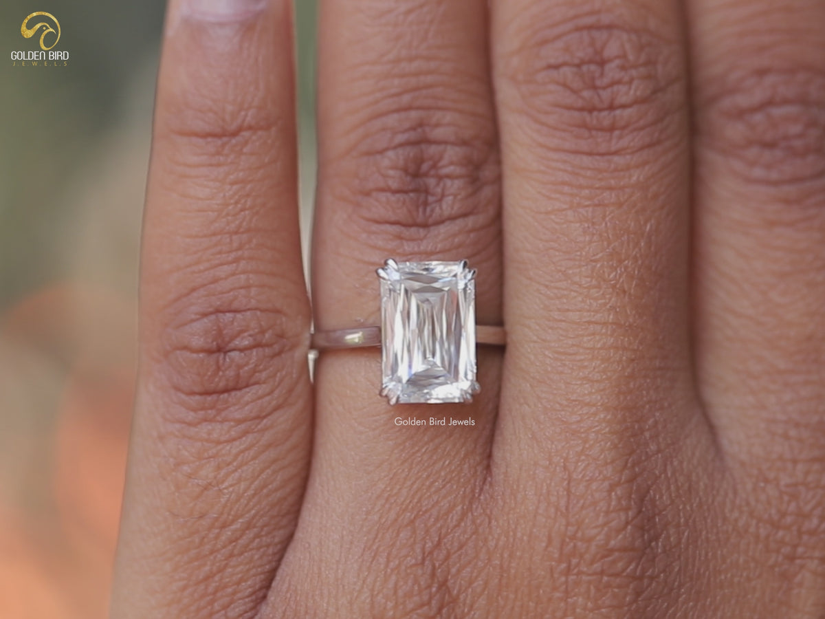 Moissanite Criss Cut Solitaire Engagement Ring