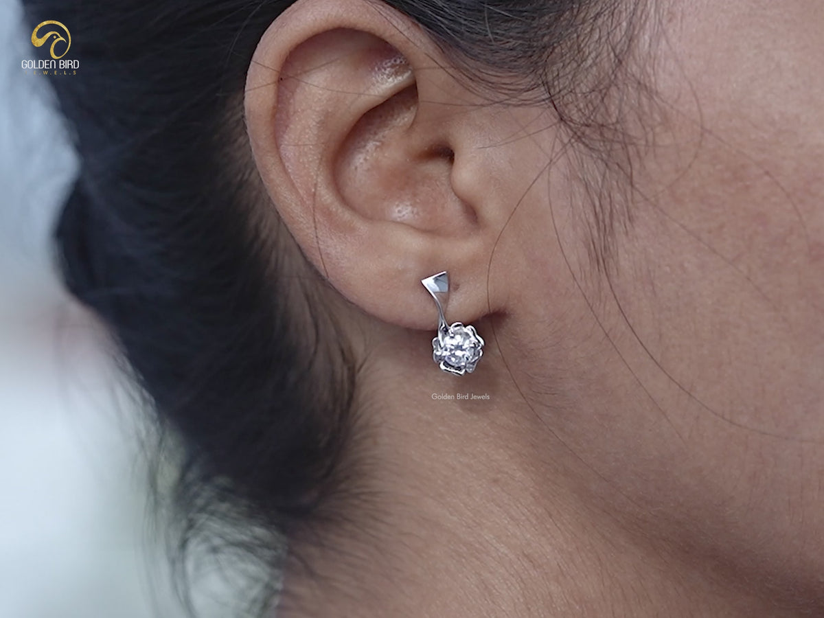 Colorless Round Moissanite Cluster Earrings