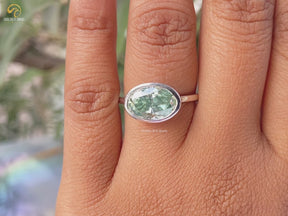 Moissanite East West Bezel Set Oval Cut Solitaire Ring