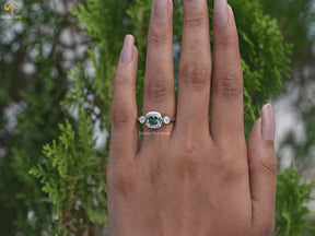 Three Stone Cushion Cut Moissanite Engagement Ring
