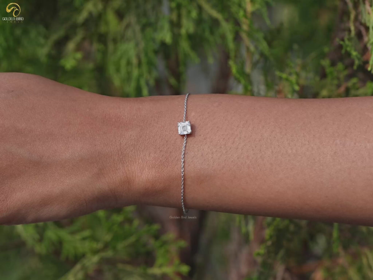 Asscher Lab Diamond Delicate Chain Bracelet
