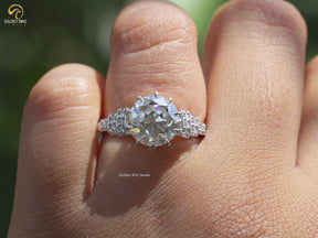 Old European Round Cut Accent Stone Moissanite Ring