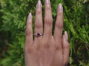 Garnet Hexagon Cut Gemstone Accent Ring