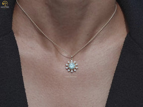 Round Cut Moissanite Flower Style Pendant