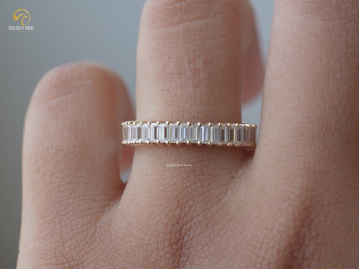 Baguette Cut Moissanite Half Eternity Band