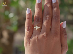Round And Marquise Cut Moissanite Engagement Ring