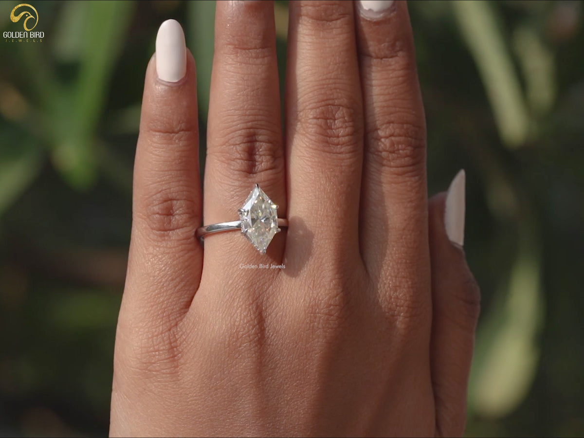 Dutch Marquise Cut Moissanite Hidden Halo Ring
