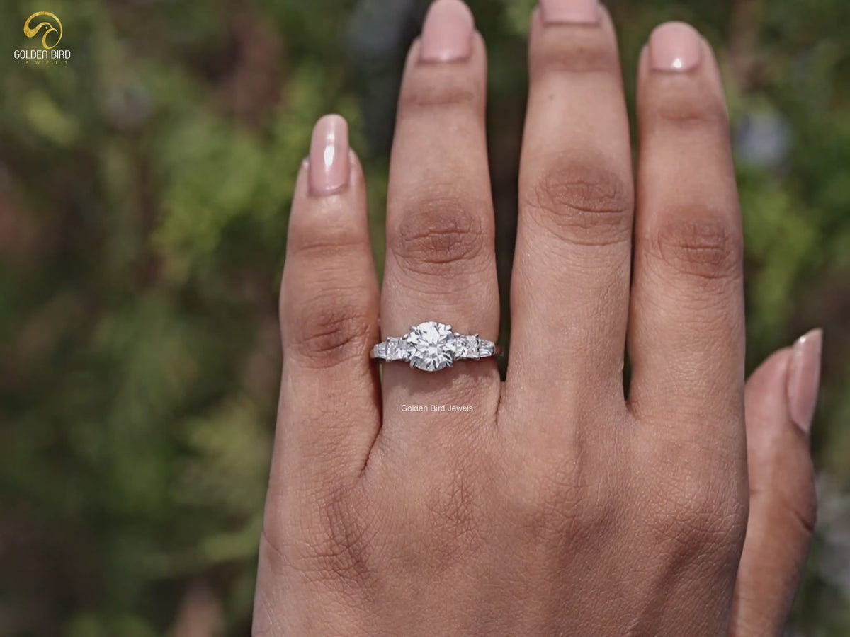 Round And Princess Lab Diamond Five Stone Ring