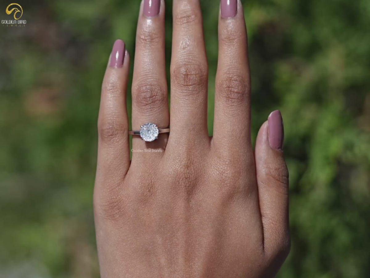 Portuguese Cut Round Moissanite Solitaire Ring