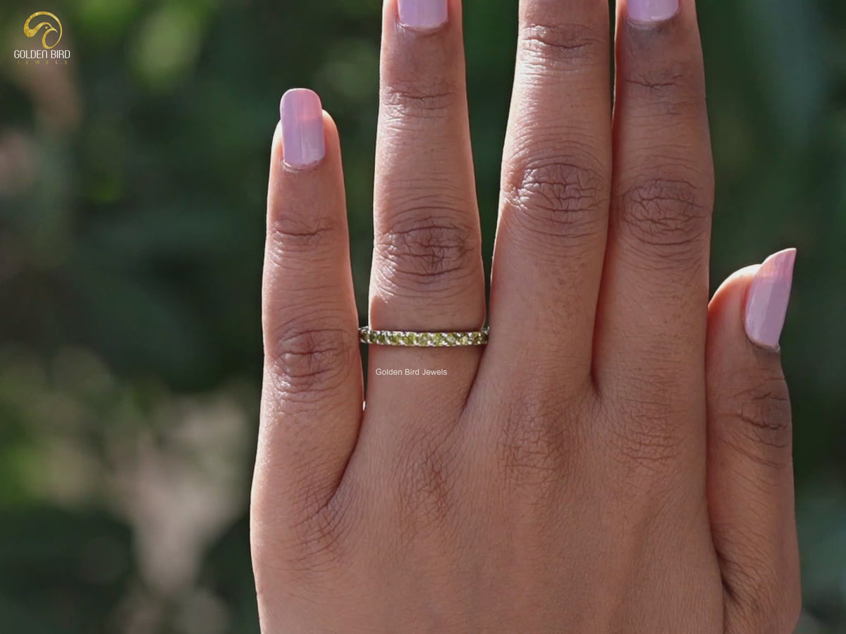 YouTube video of Birthsote Peridot Round Eternity Band