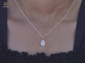 Pear Cut Lab Grown Diamond Halo Pendant