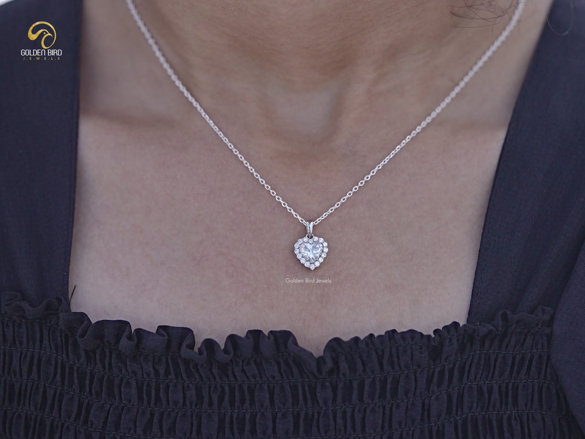 Heart Shaped Lab Diamond Halo Pendant