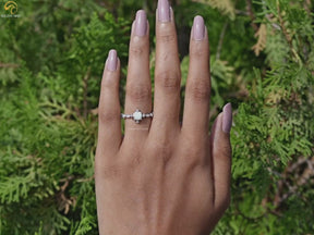 Opal Round Gemstone Accent Set Engagement Ring