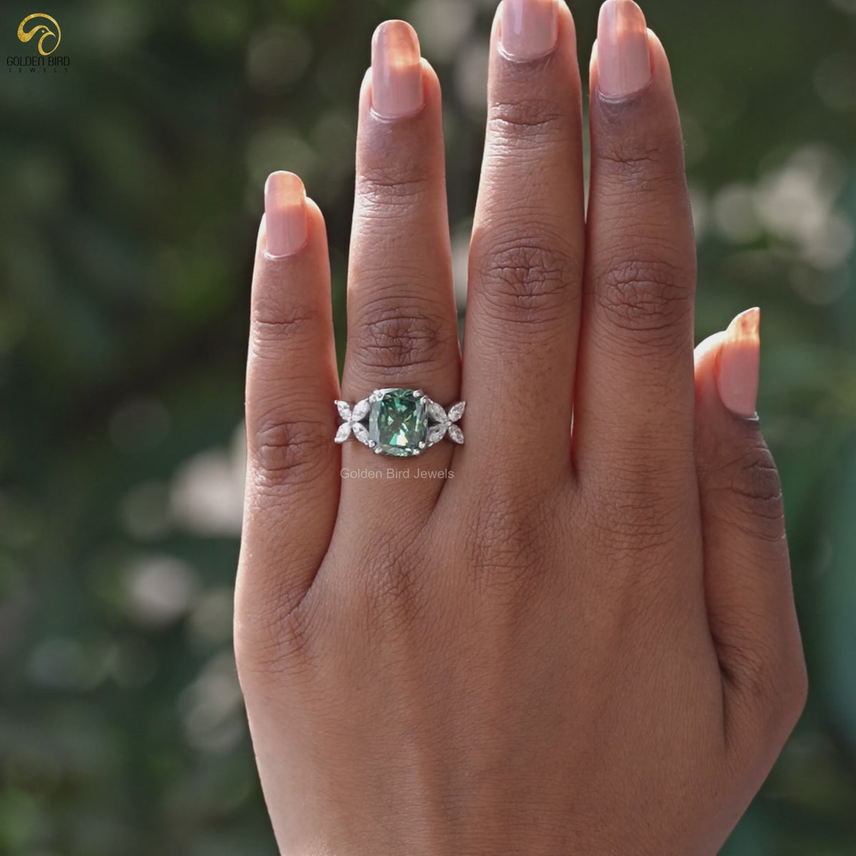 Cushion And Marquise Cut Moissanite Ring