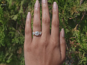 Square Old Mine Cushion Diamond Three Stone Ring