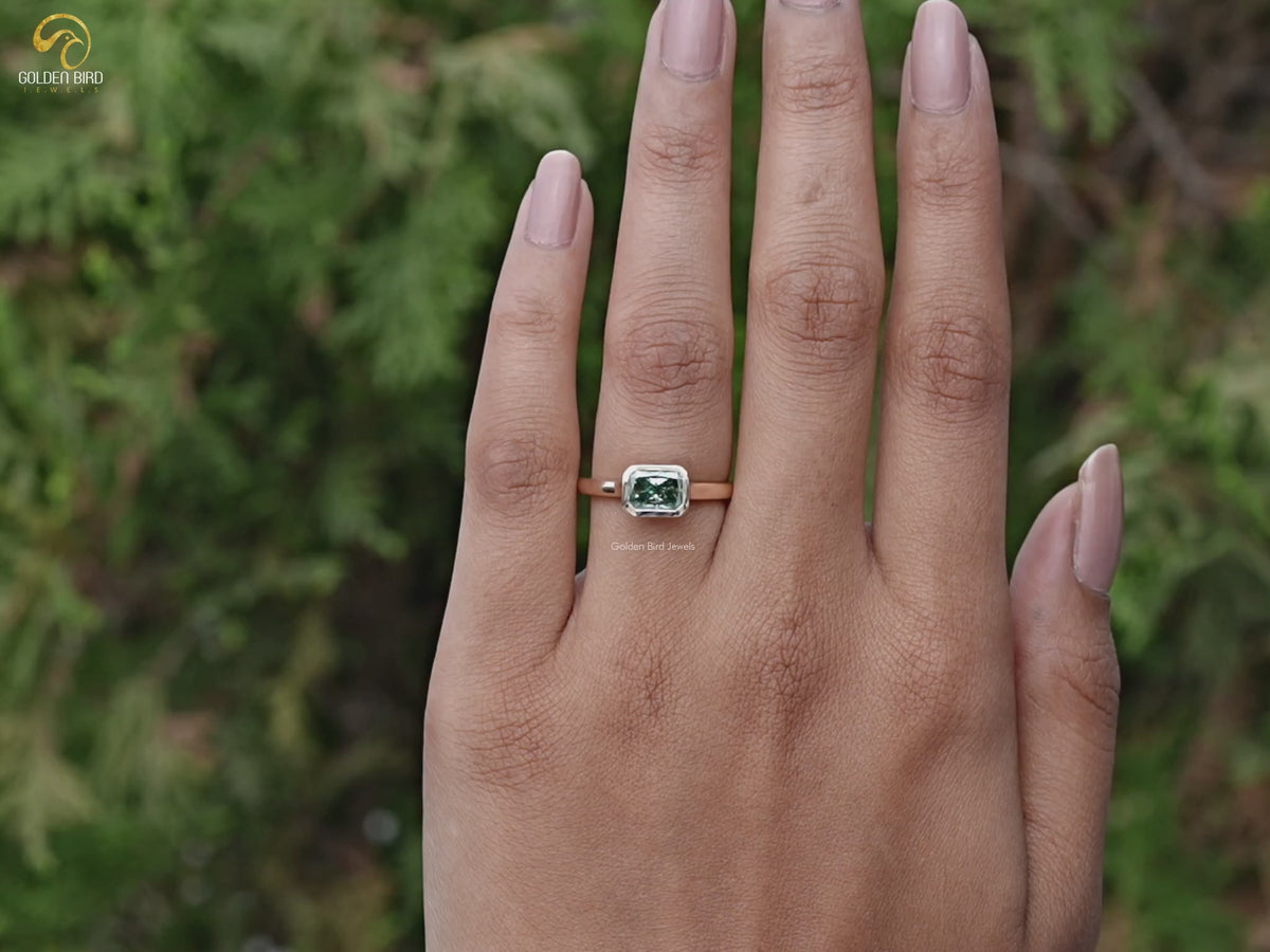 Bezel Set Radiant Moissanite Solitaire Engagement Ring