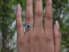 Sapphire Blue Oval Cut Gemstone Engagement Ring