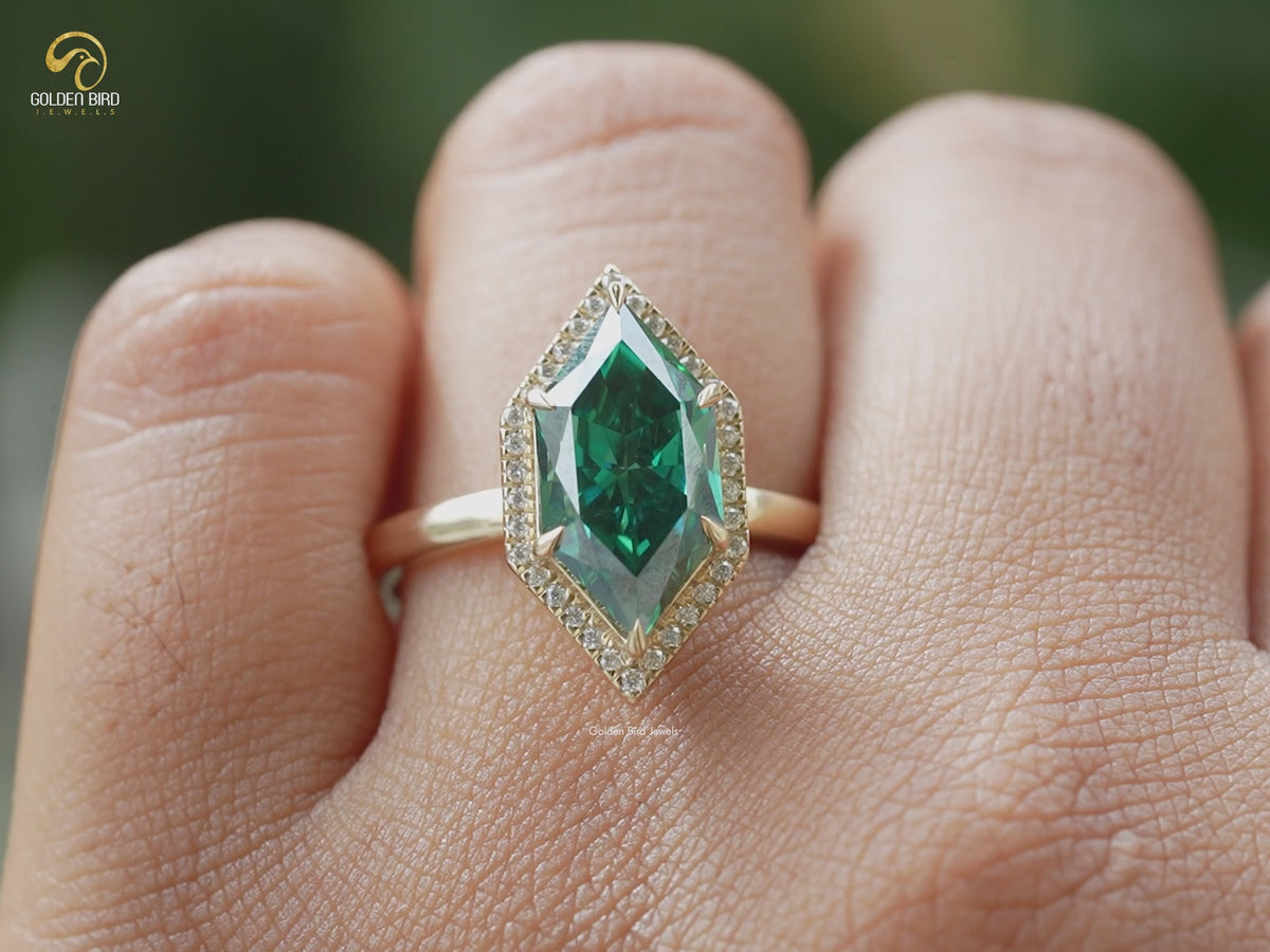 Dutch Marquise Moissanite Halo Engagement Ring