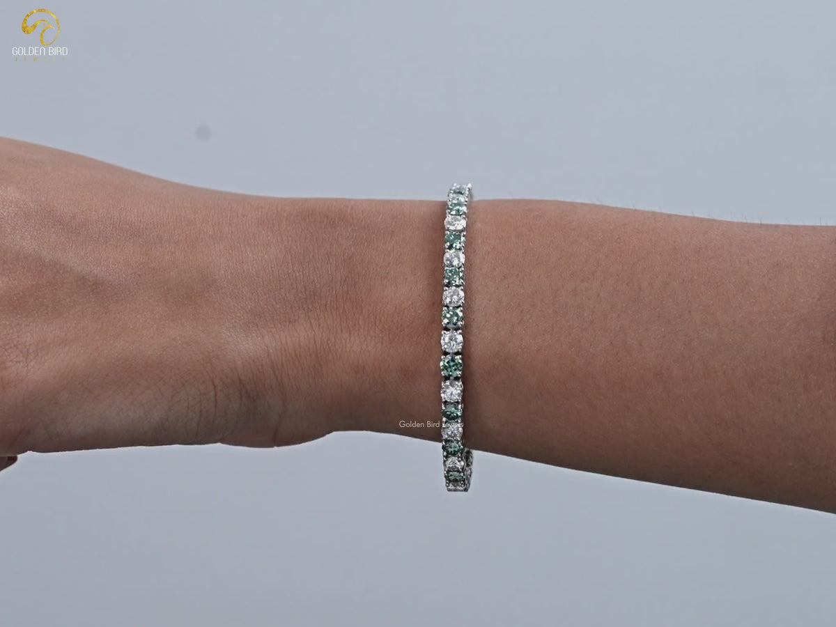 Round Moissanite Alternative Green Tennis Bracelet